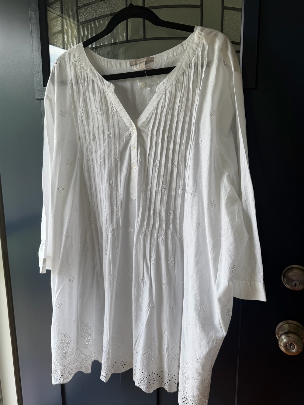 Woman Within White Embroidered Pintuck Tunic